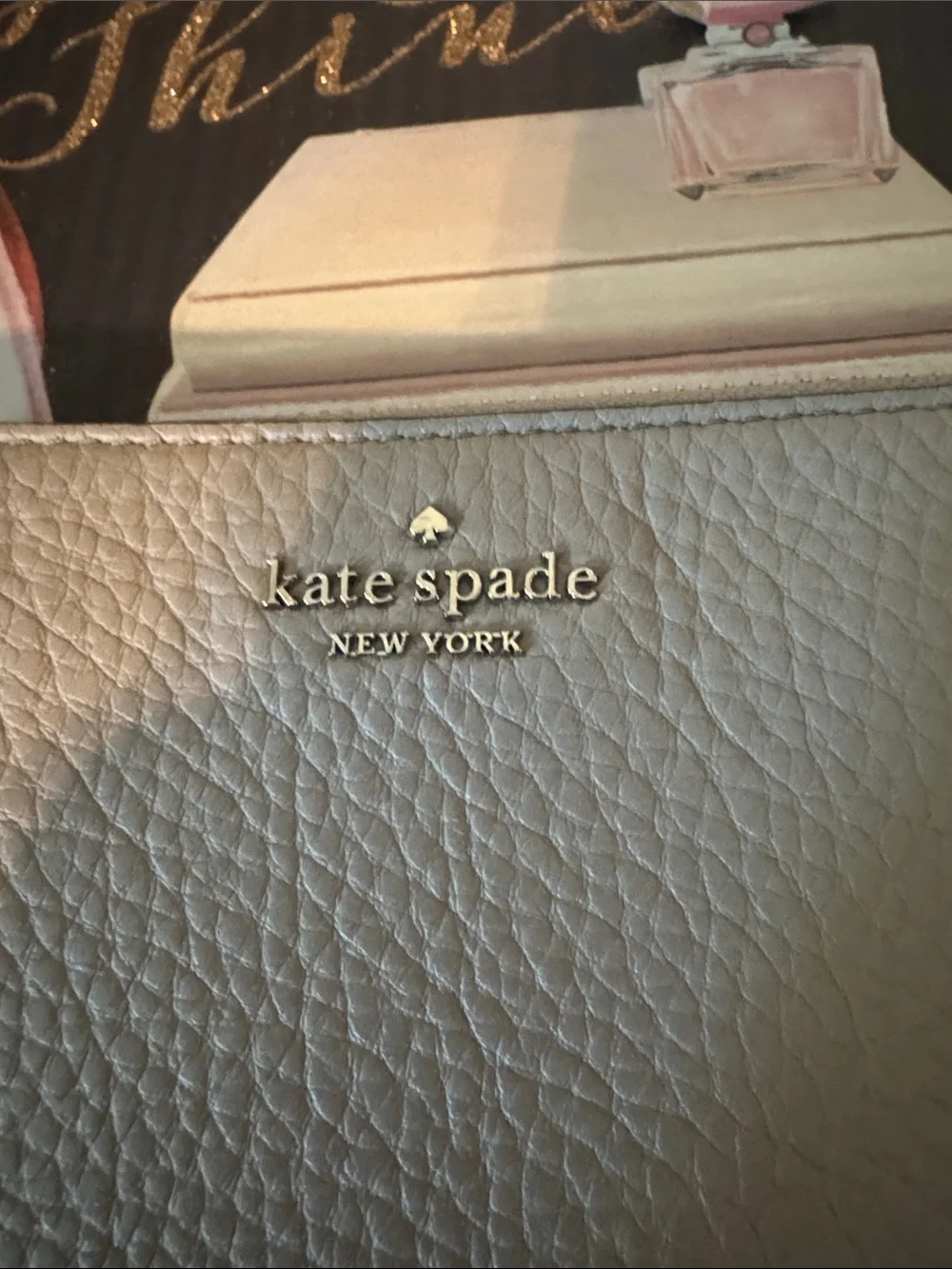 kate spade Pebbled Light Gray Zip Wallet